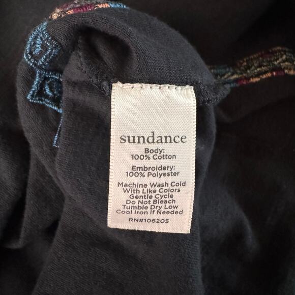 SUNDANCE Blouse Medium Crew Neck Embroidered Chest & Shoulder Top Tee Boho - Picture 9 of 11